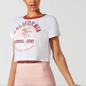 Lorna Jane Cali Cropped Short Sleeve Tee White S